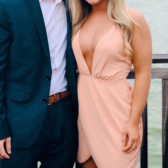 Revolve By The Way. Peach Mini Wrap Dress - Picture 4 of 4